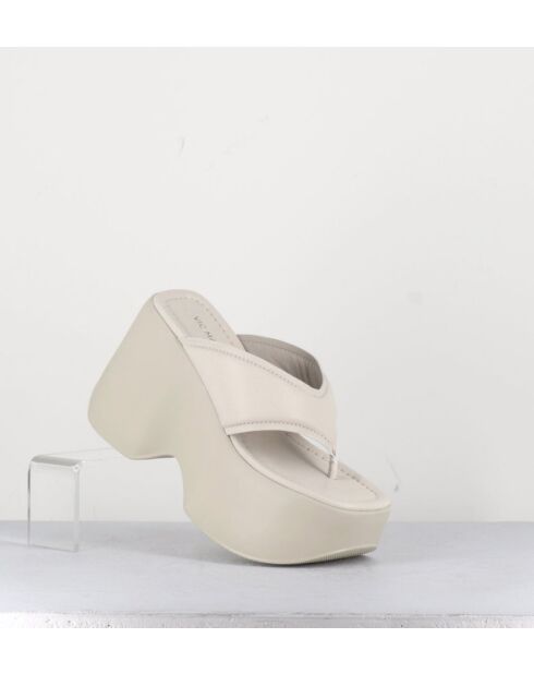 Mules - tongs compensées en cuir Osso crème