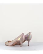 Escarpins à bouts ouverts en cuir vernis 5909NU nude - Talon 6 cm