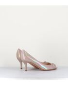 Escarpins à bouts ouverts en cuir vernis 5909NU nude - Talon 6 cm