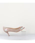 Escarpins à bouts ouverts en cuir vernis 5909NU nude - Talon 6 cm