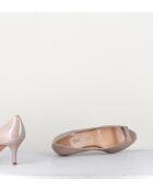 Escarpins à bouts ouverts en cuir vernis 5909NU nude - Talon 6 cm