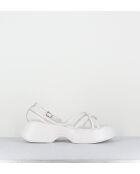 Sandales compensées en cuir 1E1508D blanches - Talon 5,5cm