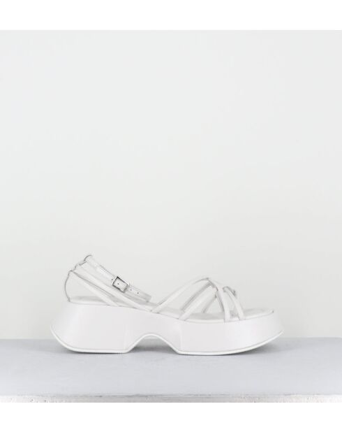 Sandales compensées en cuir 1E1508D blanches - Talon 5,5cm
