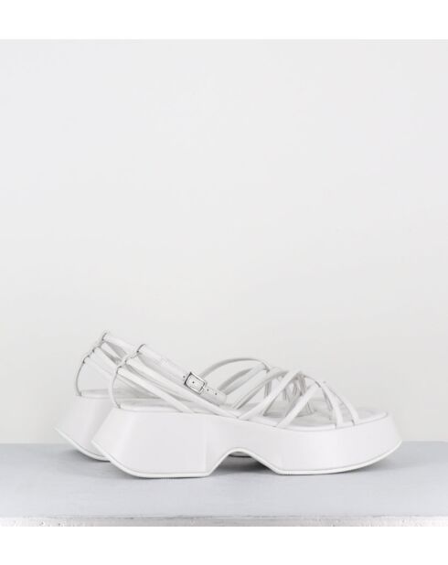 Sandales compensées en cuir 1E1508D blanches - Talon 5,5cm