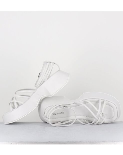 Sandales compensées en cuir 1E1508D blanches - Talon 5,5cm