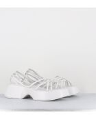 Sandales compensées en cuir 1E1508D blanches - Talon 5,5cm