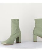 Boots à enfiler en cuir stretch Green verts - Talon 6,5 cm