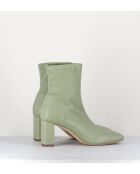 Boots à enfiler en cuir stretch Green verts - Talon 6,5 cm