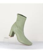 Boots à enfiler en cuir stretch Green verts - Talon 6,5 cm