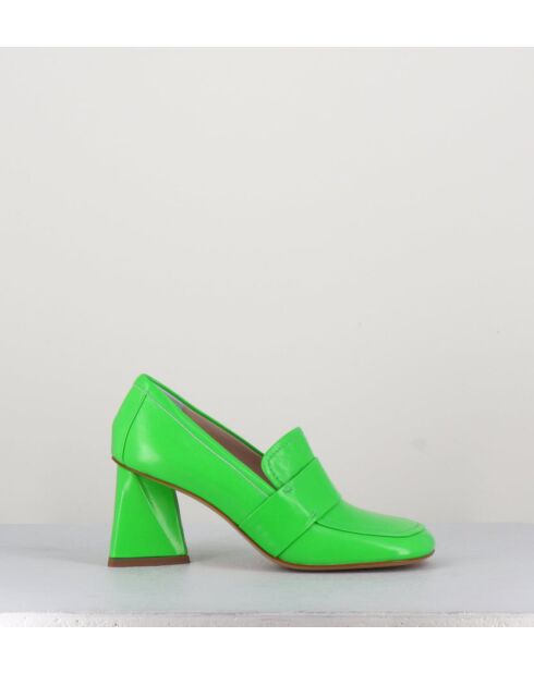 Mocassins en cuir Mela verts - Talon 8 cm