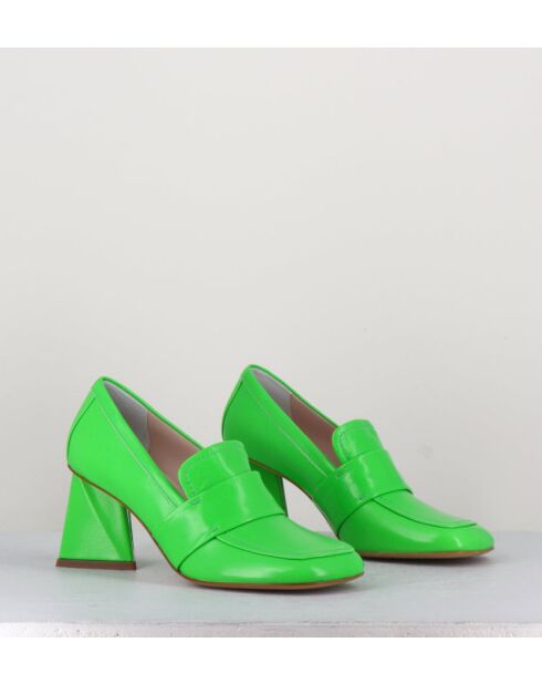 Mocassins en cuir Mela verts - Talon 8 cm