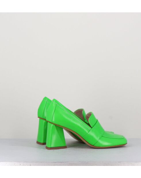 Mocassins en cuir Mela verts - Talon 8 cm