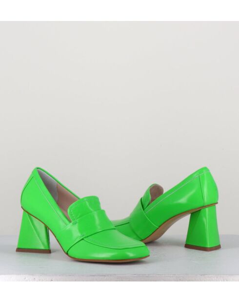Mocassins en cuir Mela verts - Talon 8 cm