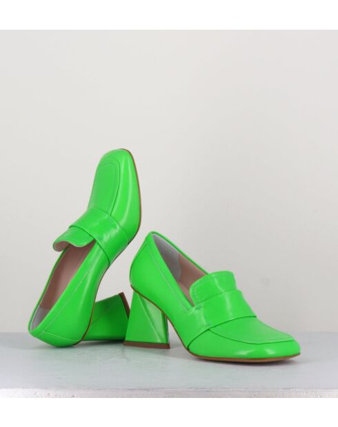 Mocassins en cuir Mela verts - Talon 8 cm