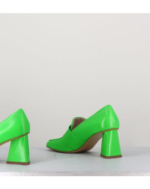 Mocassins en cuir Mela verts - Talon 8 cm