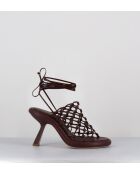 Sandales à talon similicuir tressées 1C6962D marron - Talon 8 cm