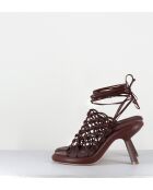 Sandales à talon similicuir tressées 1C6962D marron - Talon 8 cm