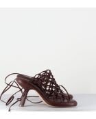 Sandales à talon similicuir tressées 1C6962D marron - Talon 8 cm