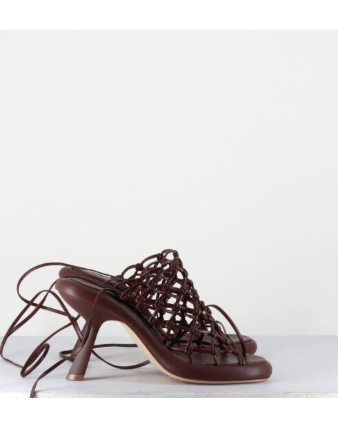 Sandales à talon similicuir tressées 1C6962D marron - Talon 8 cm