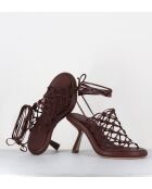 Sandales à talon similicuir tressées 1C6962D marron - Talon 8 cm