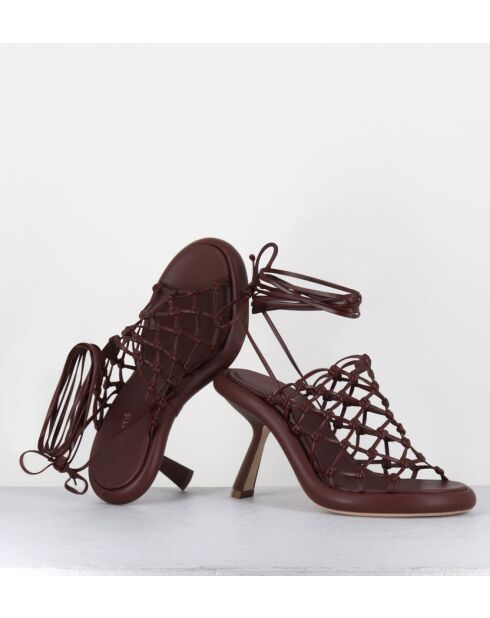 Sandales à talon similicuir tressées 1C6962D marron - Talon 8 cm