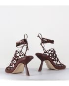 Sandales à talon similicuir tressées 1C6962D marron - Talon 8 cm