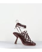 Sandales à talon similicuir tressées 1C6962D marron - Talon 8 cm