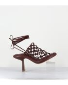 Sandales à talon similicuir tressées 1C6962D marron - Talon 8 cm