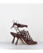 Sandales à talon similicuir tressées 1C6962D marron - Talon 8 cm