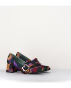 D83S3 lila/mehrfarbige Ledermokassins