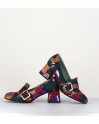 D83S3 lila/mehrfarbige Ledermokassins