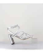 Sandales à talon en cuir métallisé Silver argentées - Talon 7,5 cm