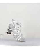 Sandales à talon en cuir métallisé Silver argentées - Talon 7,5 cm