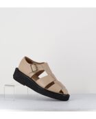Chaussures creepers design méduse en cuir grainé beiges