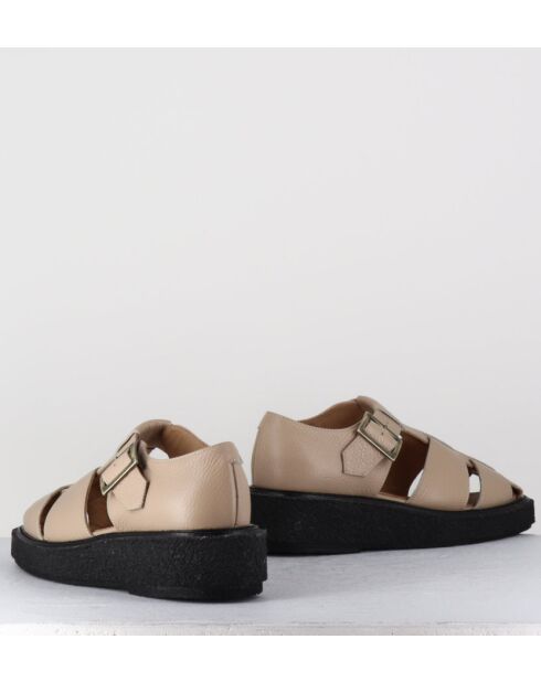Chaussures creepers design méduse en cuir grainé beiges