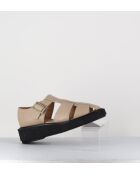Chaussures creepers design méduse en cuir grainé beiges
