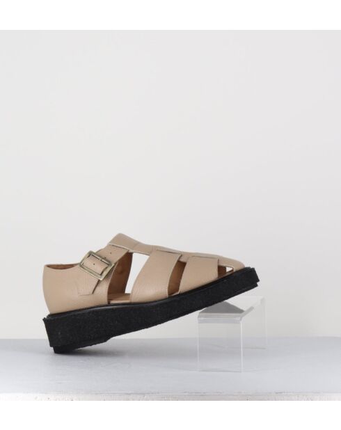 Chaussures creepers design méduse en cuir grainé beiges