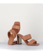 Sandales à talon en cuir Thames nude - Talon 7,5 cm