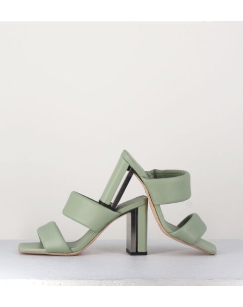Sandales à talon en cuir Green vertes - Talon 7,5 cm