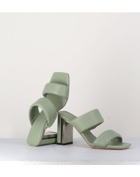 Sandales à talon en cuir Green vertes - Talon 7,5 cm