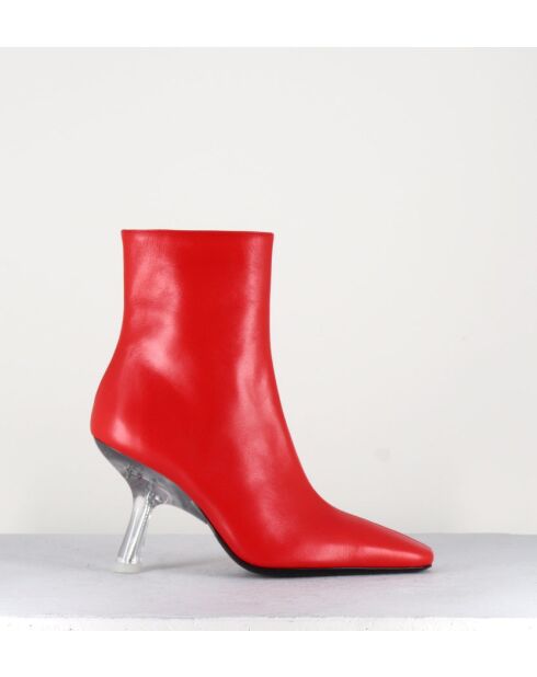 Boots en cuir Foxy rouges - Talon 8 cm