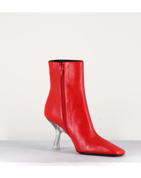 Boots en cuir Foxy rouges - Talon 8 cm
