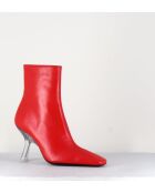 Boots en cuir Foxy rouges - Talon 8 cm