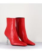 Boots en cuir Foxy rouges - Talon 8 cm