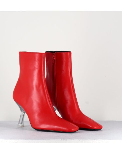 Boots en cuir Foxy rouges - Talon 8 cm