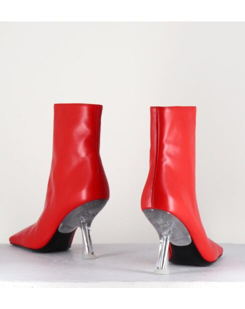 Boots en cuir Foxy rouges - Talon 8 cm
