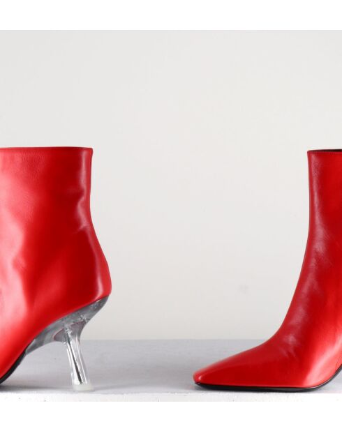 Boots en cuir Foxy rouges - Talon 8 cm