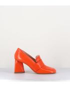 Mocassins en cuir A5183 orange - Talon 8 cm