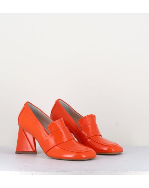 Mocassins en cuir A5183 orange - Talon 8 cm