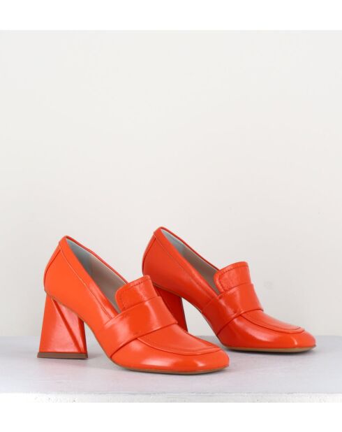 Mocassins en cuir A5183 orange - Talon 8 cm